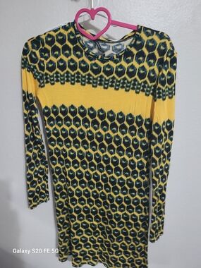 Derek Lam Yellow and Black Geometric Midi Dress